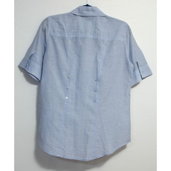 ELIZABETH AND JAMES Top/Blouse/Top Cotton/Linen Mix Short Sleeves Buttons Size M - Picture 5 of 7